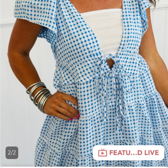Azure Davi & Dani polka dot blue and white dress ! - Picture 2 of 9
